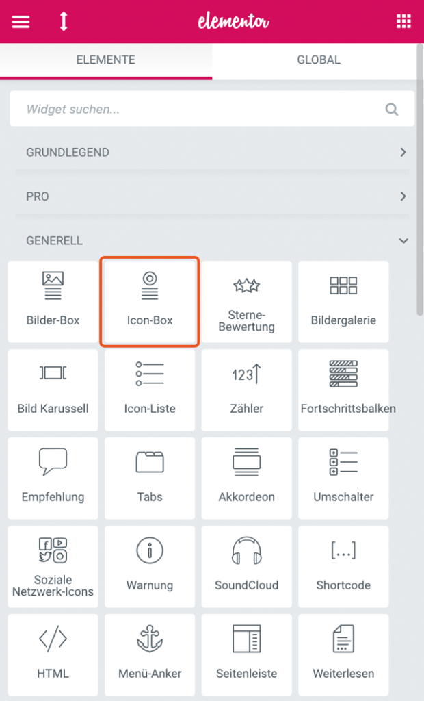 Screenshot Generelle Elemente Icon Box Vogelmann Consulting - Internetagentur aus Gilching nähe München