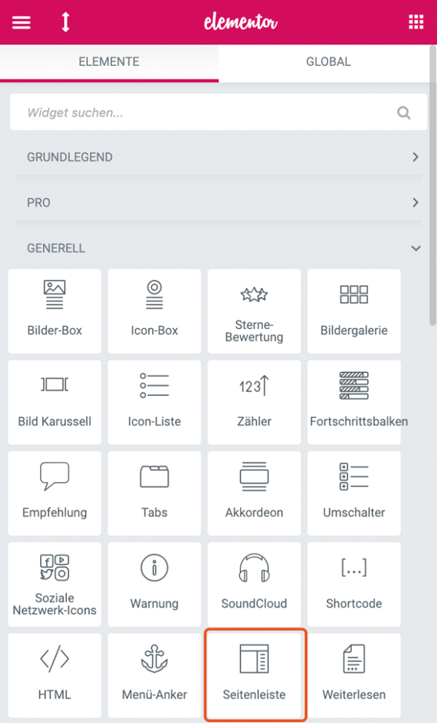 Screenshot Generelle Elemente Seitenleiste Vogelmann Consulting - Internetagentur aus Gilching nähe München